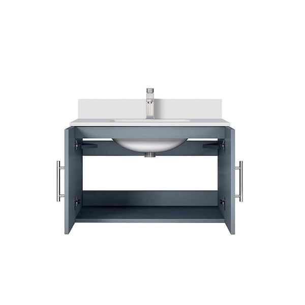 Lexora Geneva 30 in. W x 22 in. D Dark Grey Bath Vanity, White Quartz Top, and Faucet Set