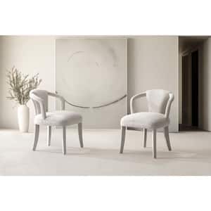 Palmer Modern Ivory Tweed Upholstered Dining Armchair (Set of 2)