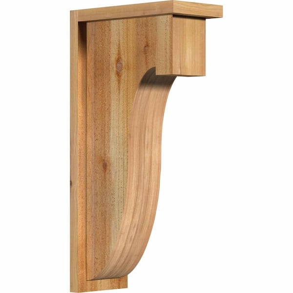 Ekena Millwork 6 in. x 12 in. x 24 in. Western Red Cedar Del Monte Rough Sawn Corbel with Backplate