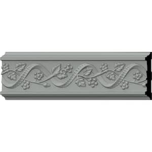 SAMPLE - 3/4 in. x 12 in. x 4-1/4 in. Polyurethane Floral Chair Rail Moulding
