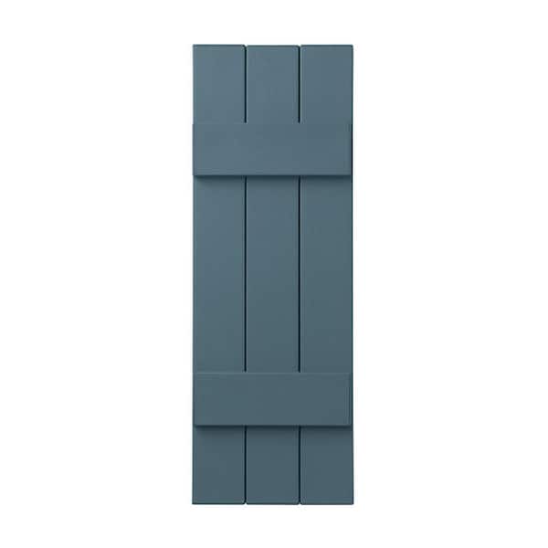 11 in. x 39 in. Polypropylene Plastic 3-Board Closed Board and Batten Shutters Pair in Coastal Blue