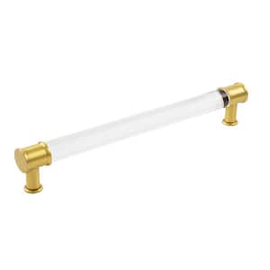 Midway Collection 224mm (9 in.) C/C Crysacrylic with Brushed Golden Brass Cabinet Drawer & Door Pull