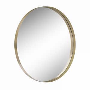 31.5 in. W x 31.5 in. H Round Framed Wall Bathroom Vanity Mirror in Gold