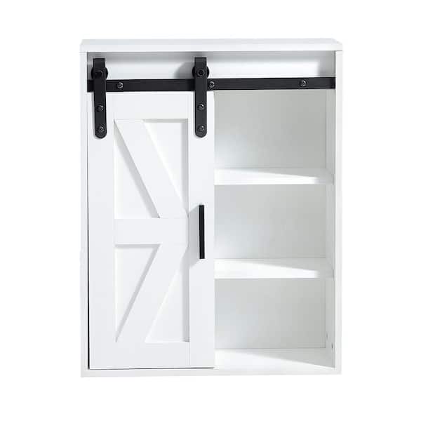 WELLFOR 21.7 in. W x 7.9 in. D x 27.6 in. H Bathroom Storage Wall Cabinet in White