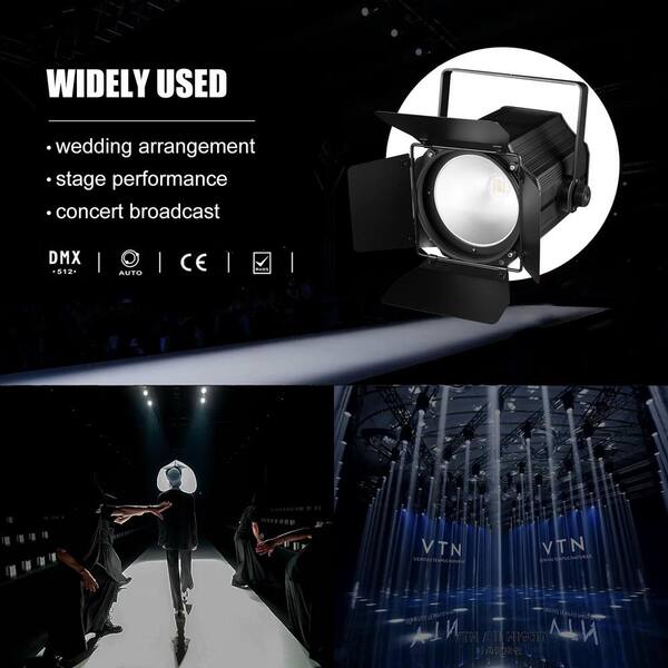 Lukyamzn 6 in 1 RGBWA LED COB Stage Lights with Barn Doors, Par Lights, DMX/Master-Slave DJ Lights Spotlight Warm & Cold White