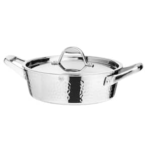 STERN 2.6 Qt. Hammered Stainless Steel Tri-Ply Braiser with Lid