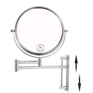 8 in. W x 8 in. H Round Framed Wall Bathroom Vanity Mirror in Chrome, 1X/7X Magnification Mirror