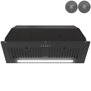 30 in. 319 CFM Convertible Insert Range Hood with Carbon Filters, LED Light and Push Button Controls in Black