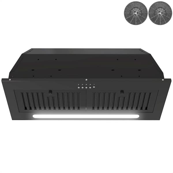 AKDY 30 in. 319 CFM Convertible Insert Range Hood with Carbon Filters, LED Light and Push Button Controls in Black