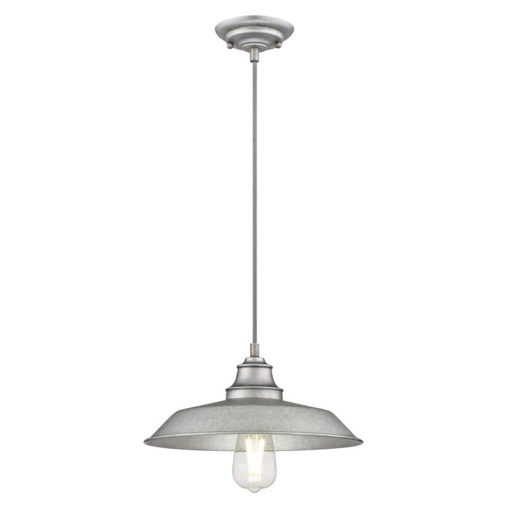 Iron Hill Galvanized Steel Vintage Farmhouse Pendant Light