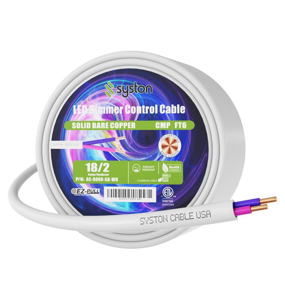 20 ft White Copper LED Lighting Dimmer Control Wire