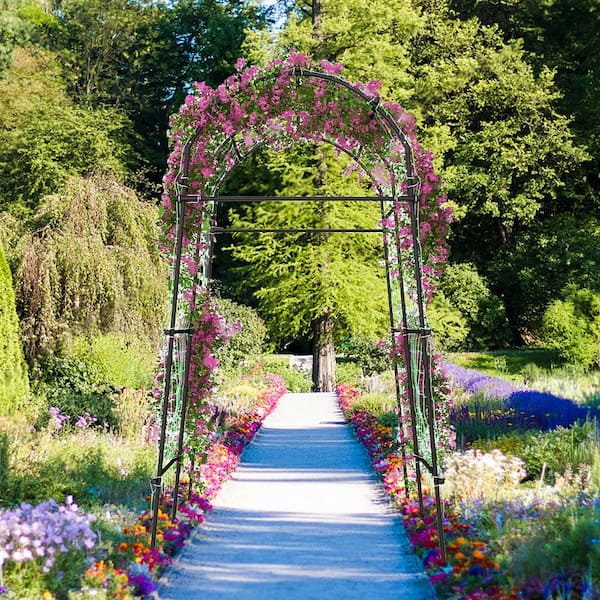 7.5 ft. Metal Garden Arch Trellis Outdoor Plant Support Archway for Climbing Vine Flower