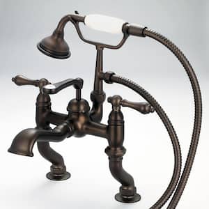 3-Handle Vintage Claw Foot Tub Faucet with Handshower and Lever Handles in Oil Rubbed Bronze