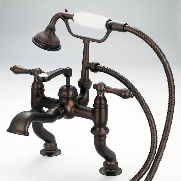 Water Creation 3-Handle Vintage Claw Foot Tub Faucet with Handshower and Lever Handles in Oil Rubbed Bronze