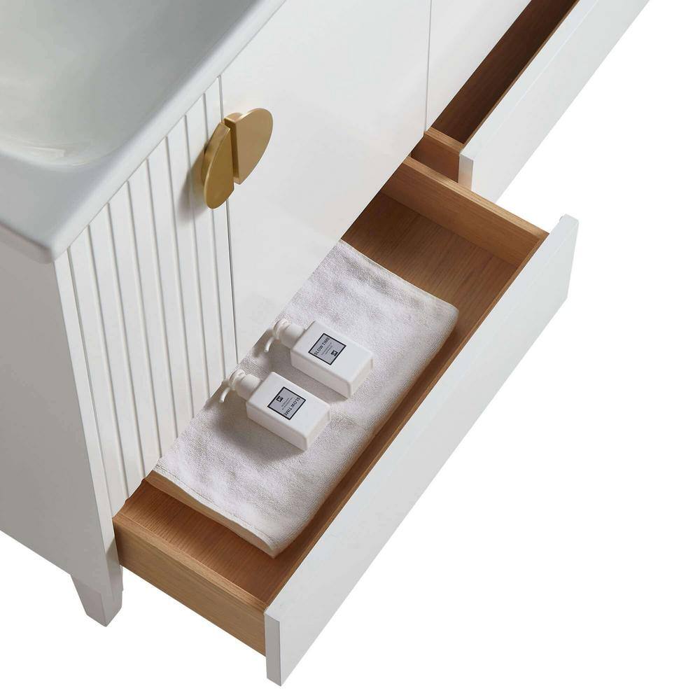Venezian 48" White Bathroom Vanity with Brass Handles