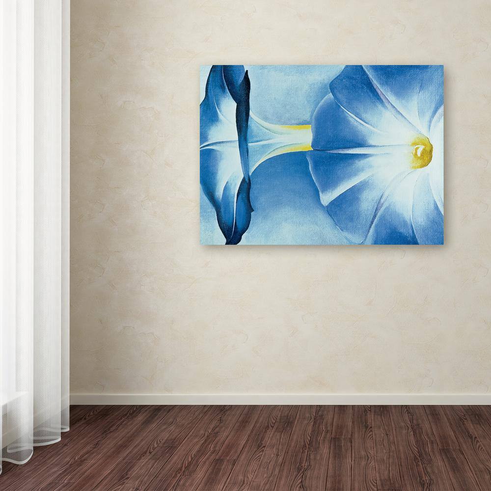 Blue Morning Glories Canvas Art with Floater Frame
