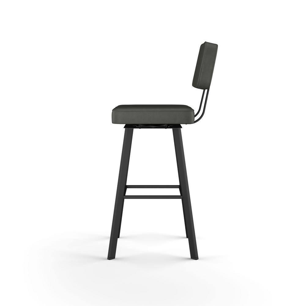 Clarkson 43'' Gray Leather & Metal Industrial Swivel Barstool