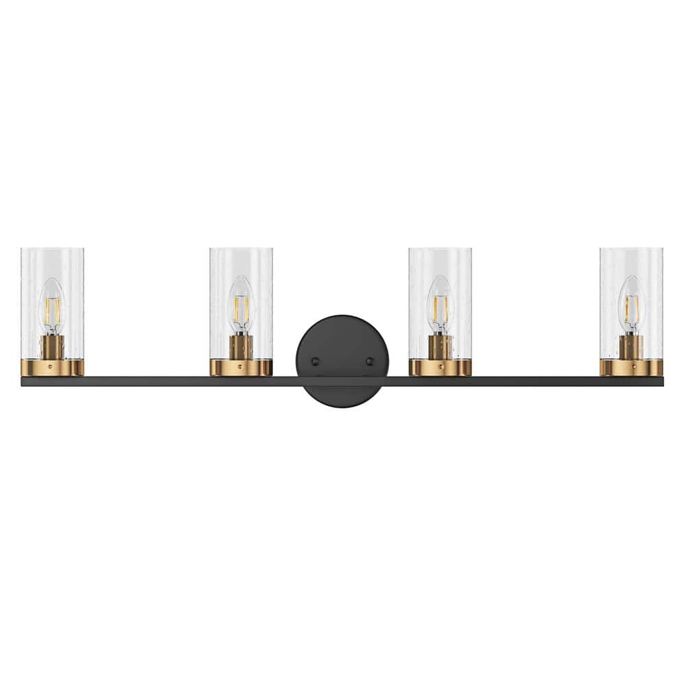 Modern 31.88 in. 4-Light Black and Bronze Bathroom Vanity Light Sconces Wal