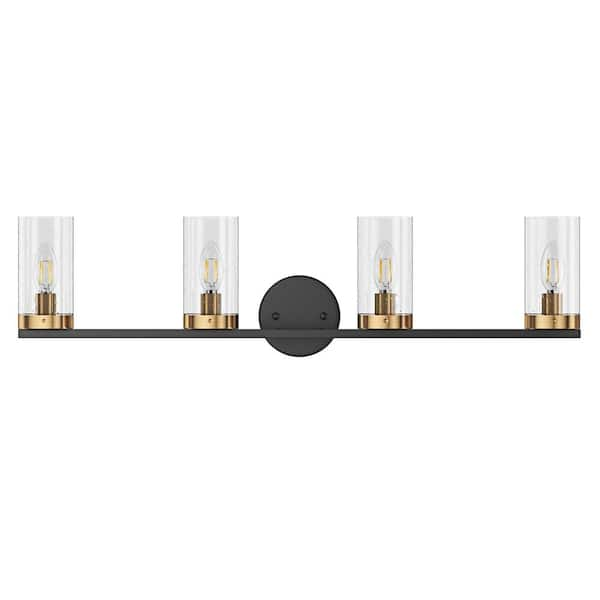 aiwen Modern 31.88 in. 4-Light Black and Bronze Bathroom Vanity Light ...