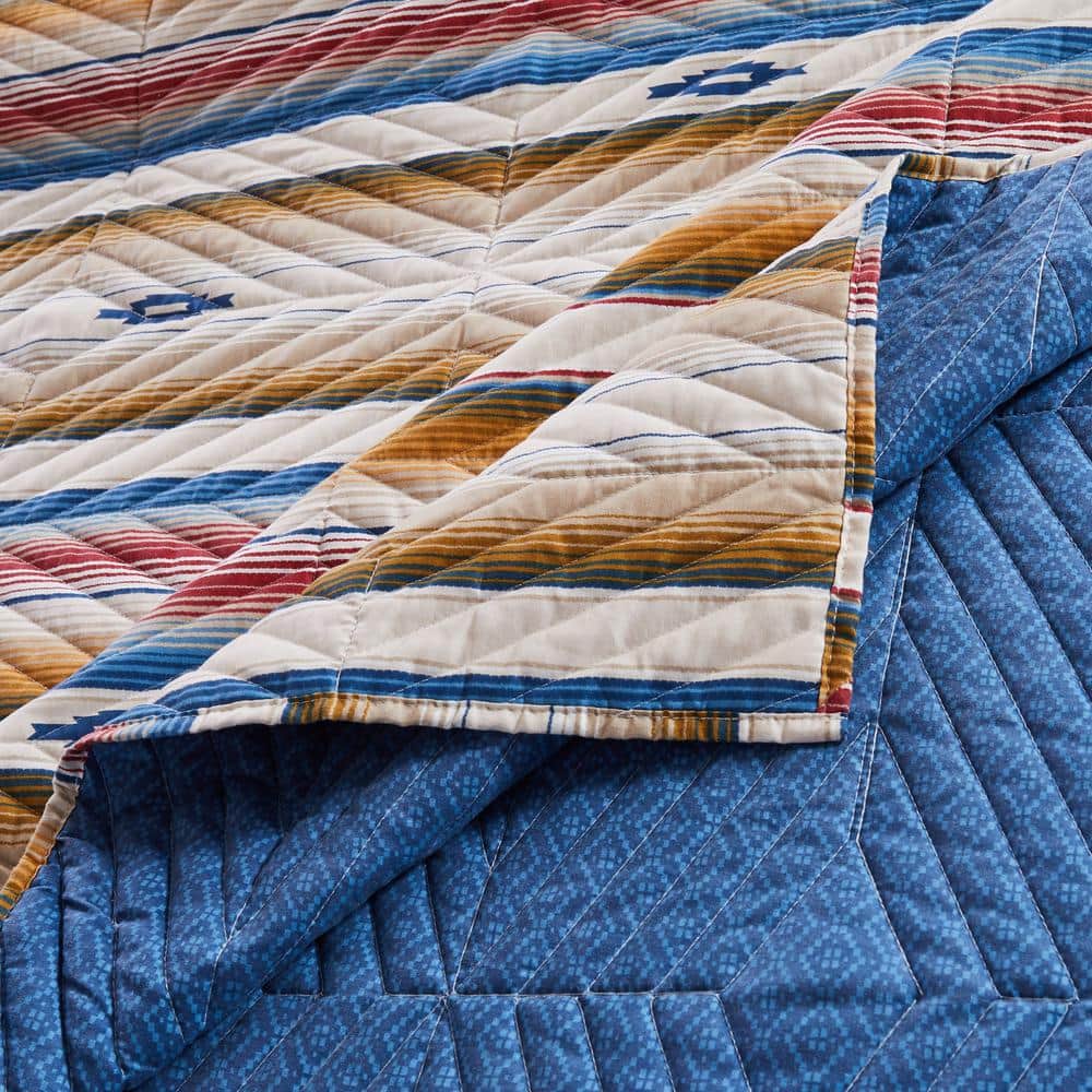 King Sapphire Blue Reversible Microfiber Quilt Set