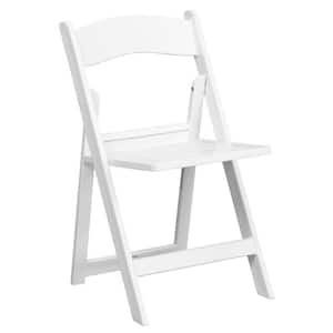 White Resin Folding Chair with Slatted Seat
