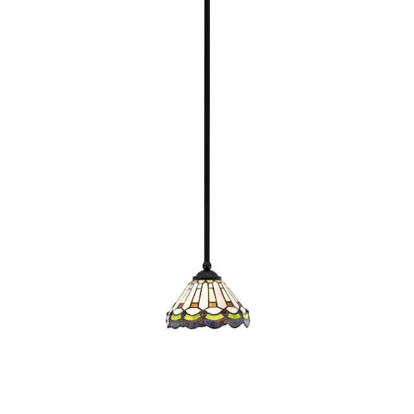 Unbranded Clevelend 100-Watt 1-Light Black Pendant Mini Pendant Light with Cyprus Art Glass Shade Light Bulb Not Included