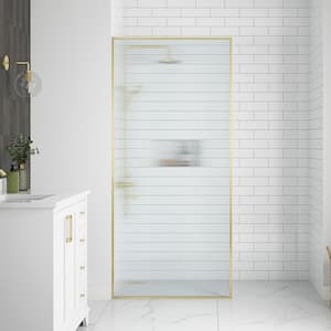 Della 36 in. W. x 75.98 in. H Walk-in Framed Fixed Panel Shower Door in Brushed Gold with Clear Fluted Glass