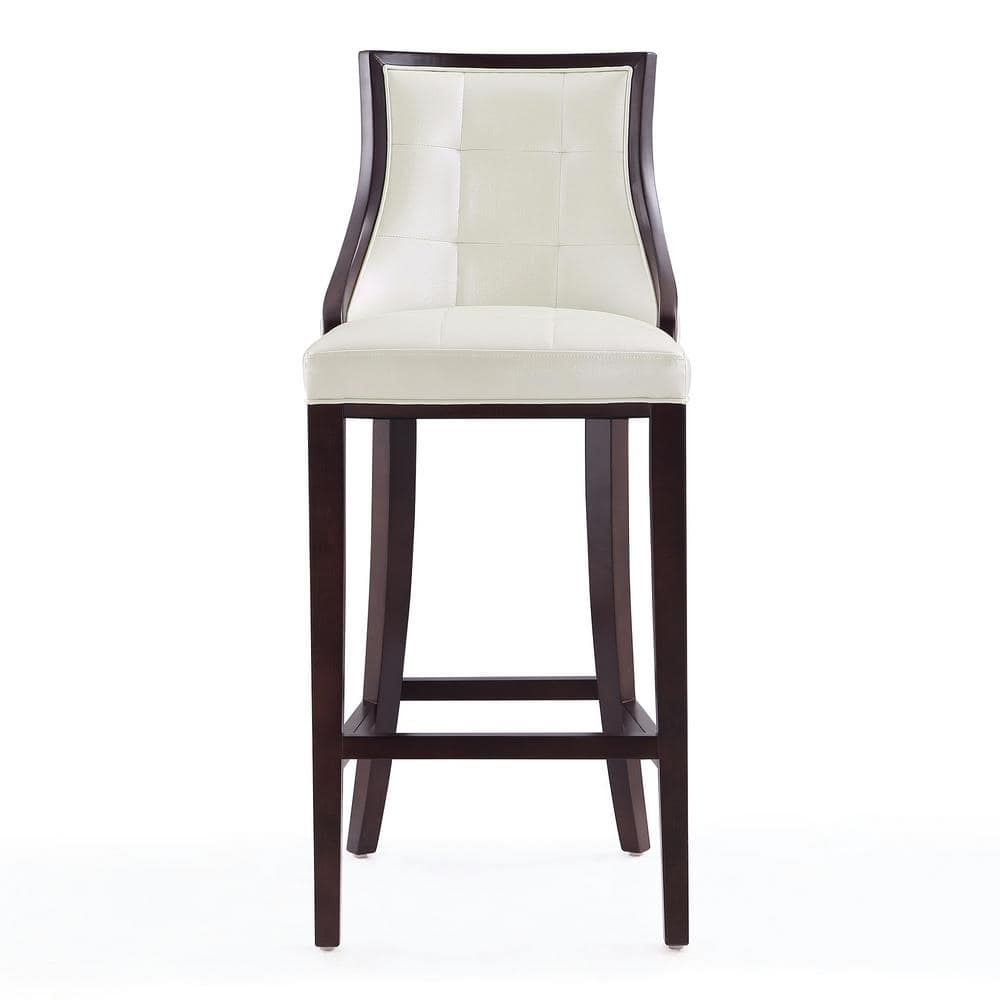 Elegant Pearl White and Walnut Beech Wood Barstool