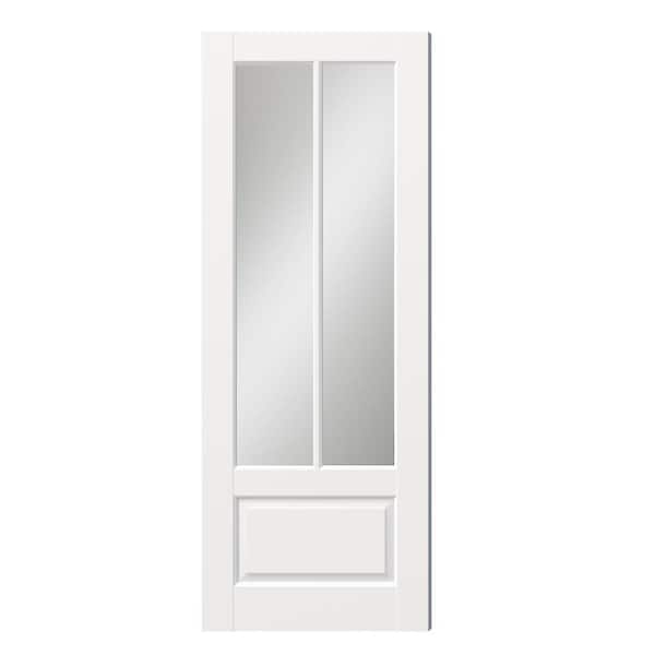 30 in. x 80 in. 2-Lite, MDF, White Primed, 2-Panel, Mirrored Glass, Pre-Assembled Panel Composite Interior Door Slab