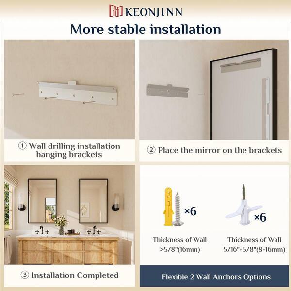 KeonJinn 24 in. W x 36 in. H Stainless Steel Retangular Framed