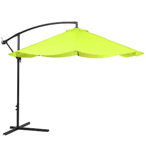 10 ft. Aluminum Offset Hanging Patio Umbrella with Easy Crank Lift in Lime Green