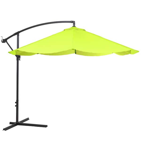 Pure Garden 10 ft. Aluminum Offset Hanging Patio Umbrella with Easy Crank Lift in Lime Green