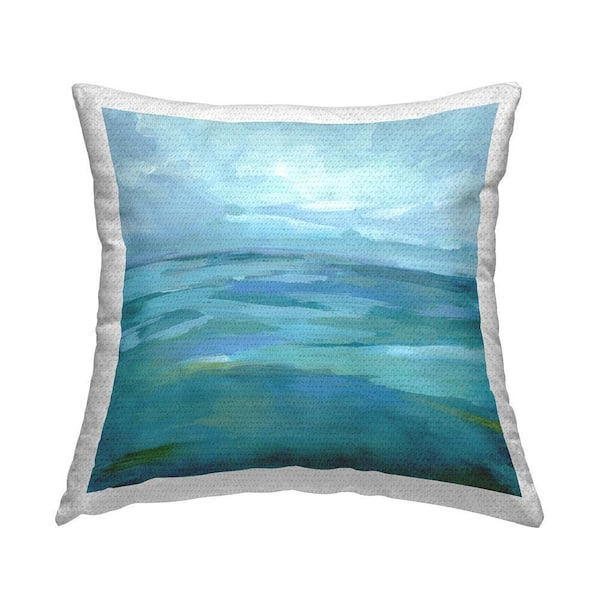 Blue Nautical Ocean Waves Blue Square Outdoor Throw Pillow