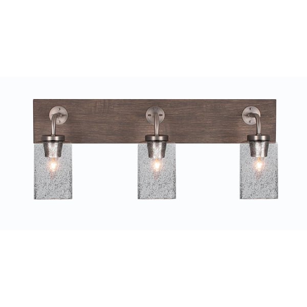Unbranded Kirby 26 in. 3-Light Graphite and Painted Distressed Wood-look Metal Vanity Light