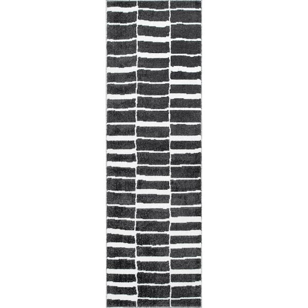 nuLOOM Bolero Accordion Stripes Black And White 2 ft. x 6 ft. Runner Rug