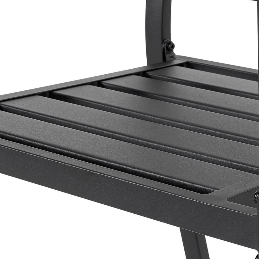 Modern Black Iron 5-Piece Outdoor Dining Set with Square Table