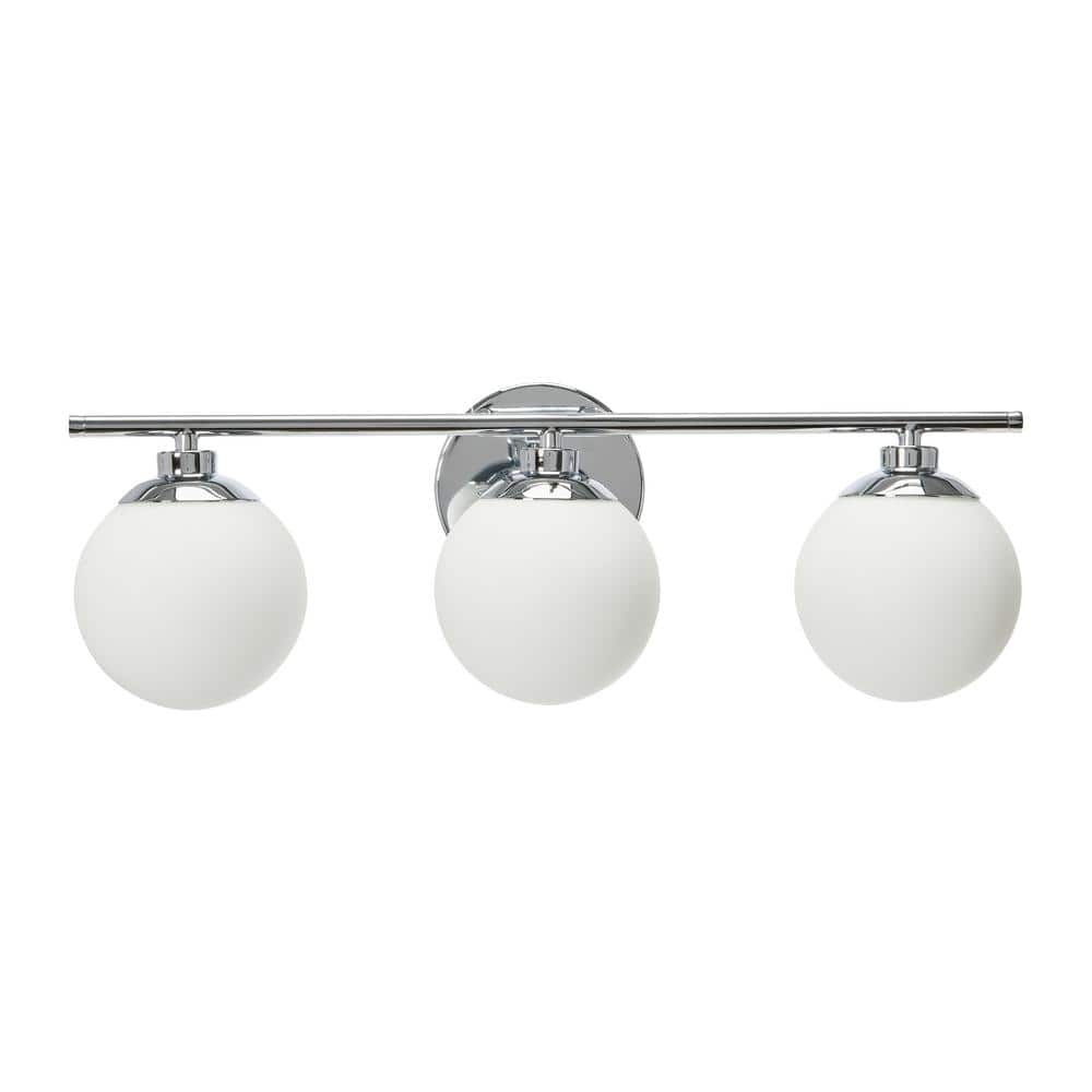 Lorne Chrome and Frosted Glass 3-Light Vanity Light