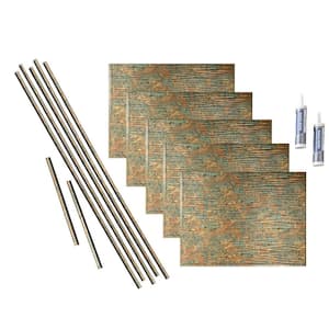 Ripple 18 in. x 24 in. Copper Fantasy Vinyl Decorative Wall Tile Backsplash 15 sq. ft. Kit