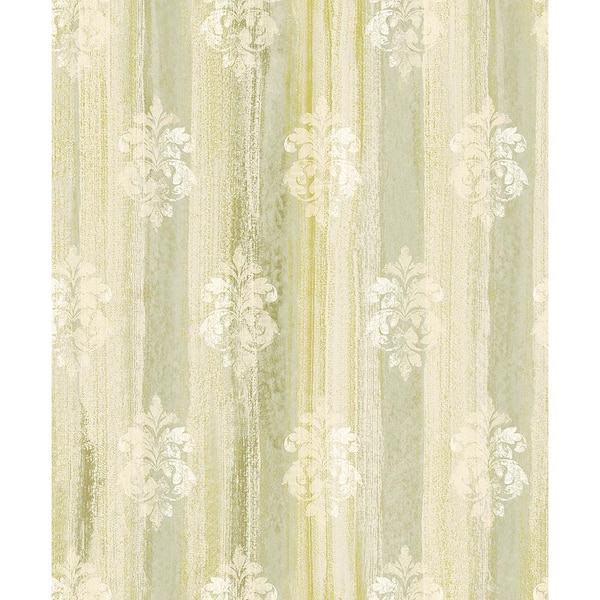 Advantage Alison Green Damask Motif Paper Strippable Roll (Covers 57.8 sq. ft.)