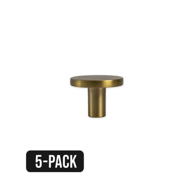 5-Pack Hollis 1-3/16 in. (30mm) Brushed Gold Cabinet Round Knobs