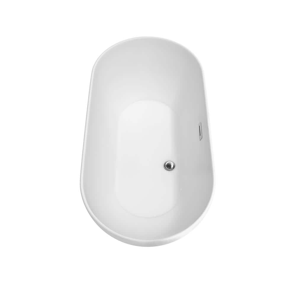 Melissa 60'' White Acrylic Freestanding Soaking Bathtub with Gold Faucet