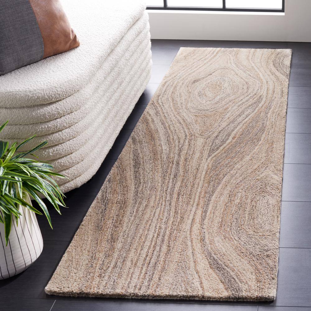 Elysian Abstract Gray Wool Runner Rug, 2'3" x 8', Hand-Tufted