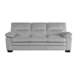 Solomon 84 in. W Straight Arm Textured Fabric Rectangle Sofa in. Gray