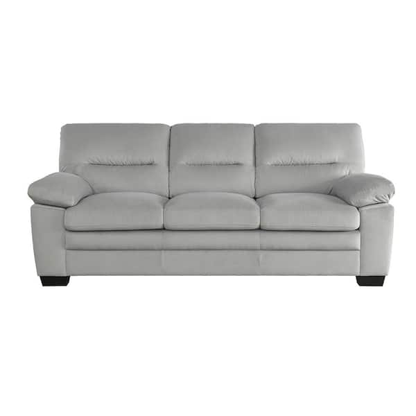 Lazzara Solomon 84 in. W Straight Arm Textured Fabric Rectangle Sofa in. Gray