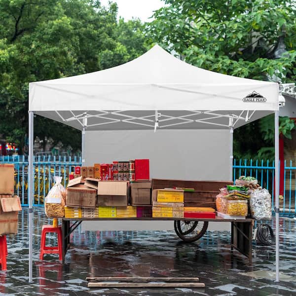 EAGLE PEAK 10 ft. x 10 ft. Pop Up Commercial Canopy Tent with 1 Side Wall