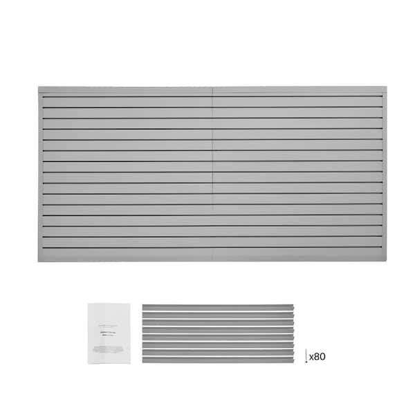 8x4ft PVC Slat Wall Paneling, Modular Garage Wall Storage System, 300lb Capacity, Grey