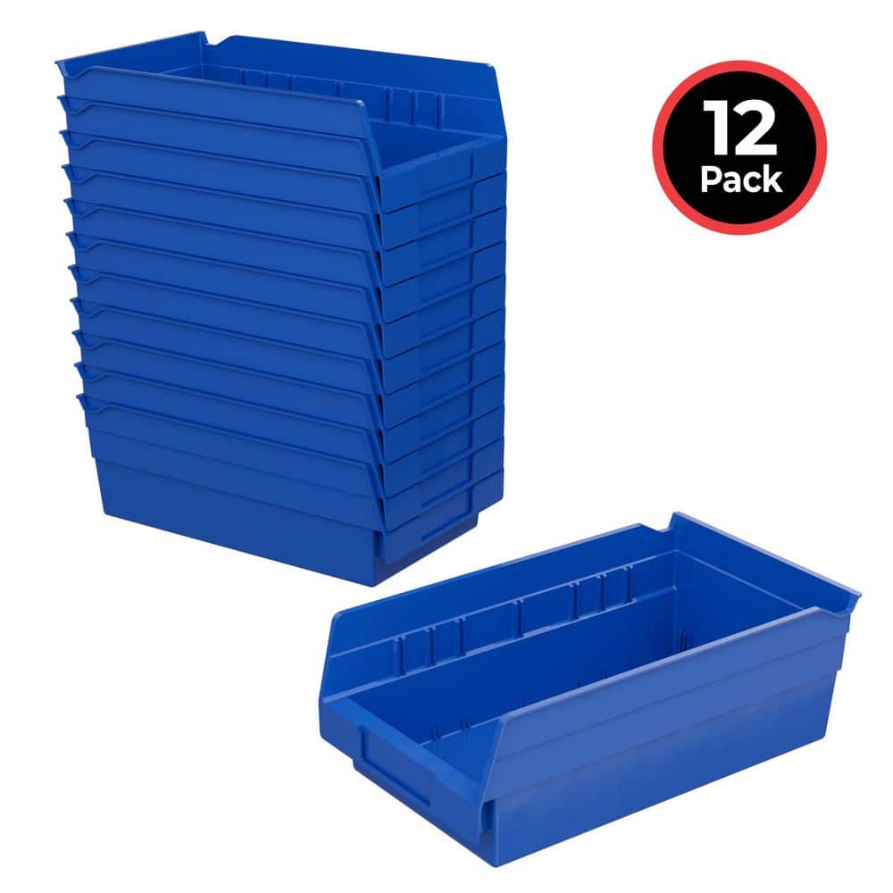 Akro-Mils Plastic Nestable Shelf Bins/ Storage Totes, 12 in. x 6 1