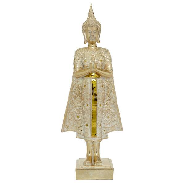 Litton Lane 25 in. x 9 in. Gold Polystone Glam Buddha Sculpture