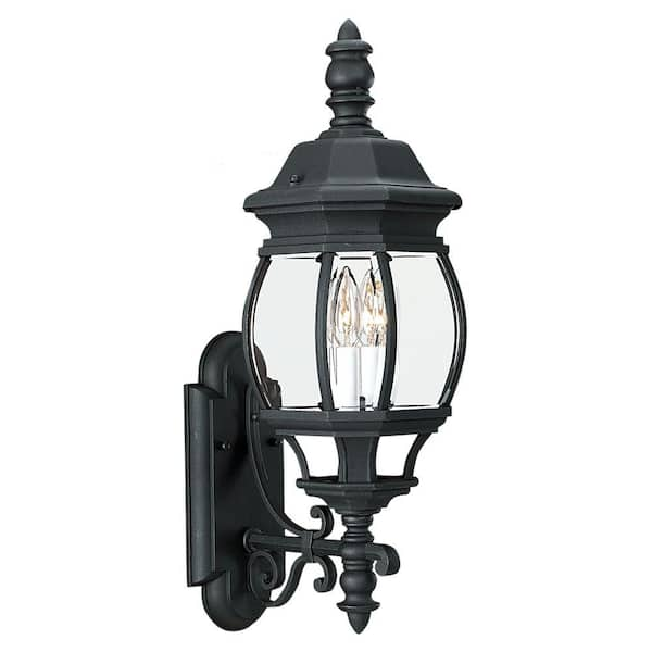 Generation Lighting Wynfield 2-Light Black Outdoor 23.5 in. Wall Lantern Sconce