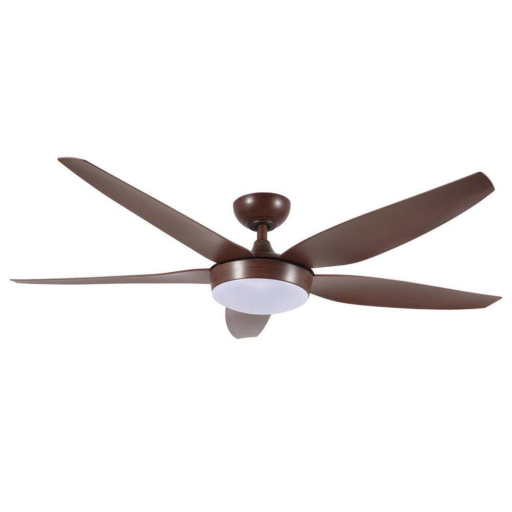 56 in. Reddish Brown Indoor Ceiling Fan with Light Remote Control Quiet DC 